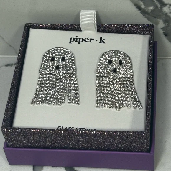 Piper K sparkly Rhinestone Ghost earrings - Picture 6 of 8